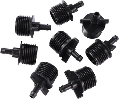 Jinshining 1/2-to-1/4 inch thread connector for drip irrigation channels.
