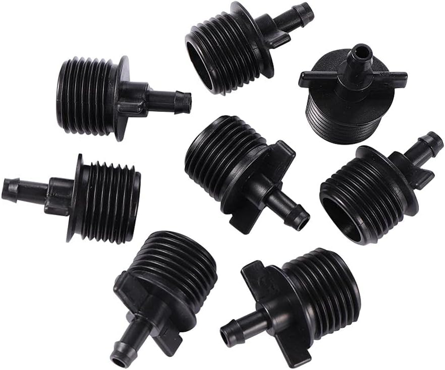 Jinshining 1/2-to-1/4 inch thread connector for drip irrigation channels.