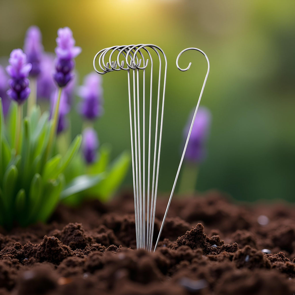 Jinshining hanging rods keep labels readable near each plant.