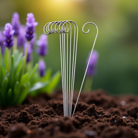Jinshining hanging rods keep labels readable near each plant.