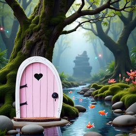 Jinshining Pink Streak Mini Fairy Door fits compact spaces in pots and terrariums