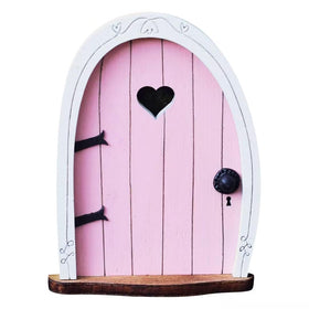 Jinshining Pink Streak Mini Fairy Door on a tree trunk adds whimsy to outdoor decor