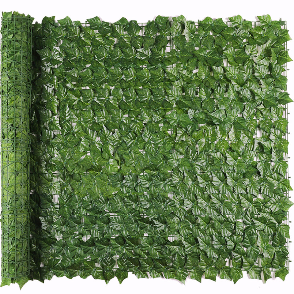 Jinwu artificial ivy privacy fence screen shows sweet potato leaves for outdoor privacy.
