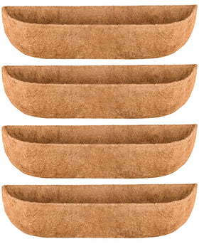 JINYICOCO 4-pack window box liners demonstrate natural coir for drainage and airflow.