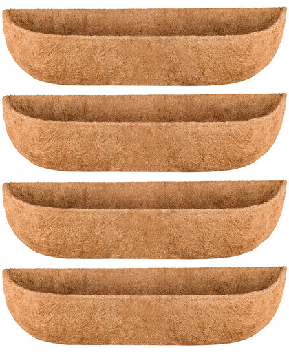 JINYICOCO 4-pack window box liners demonstrate natural coir for drainage and airflow.