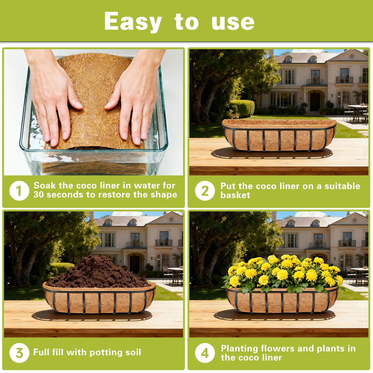 JINYICOCO durable coir liner remains sturdy in outdoor conditions