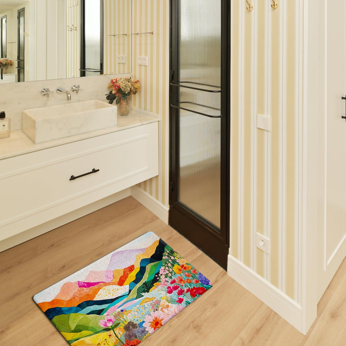 JINYO doormat placed inside entryway for quick cleanup and first impression