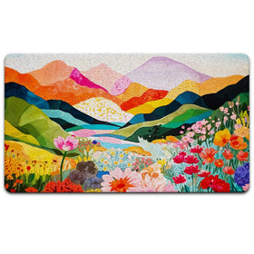 JINYO abstract boho doormat with watercolor mountain design adds welcoming color to entryways