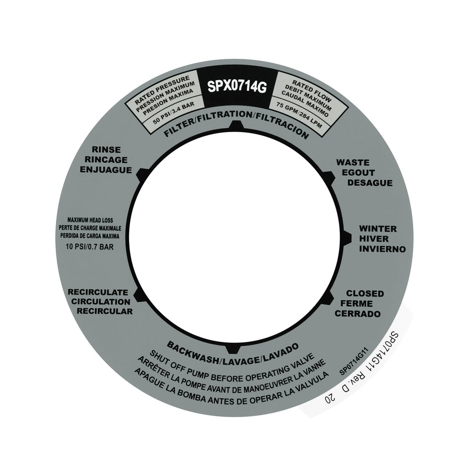 JIOTAR sand filter label SPX0714G fits Hayward valve for precise position indication