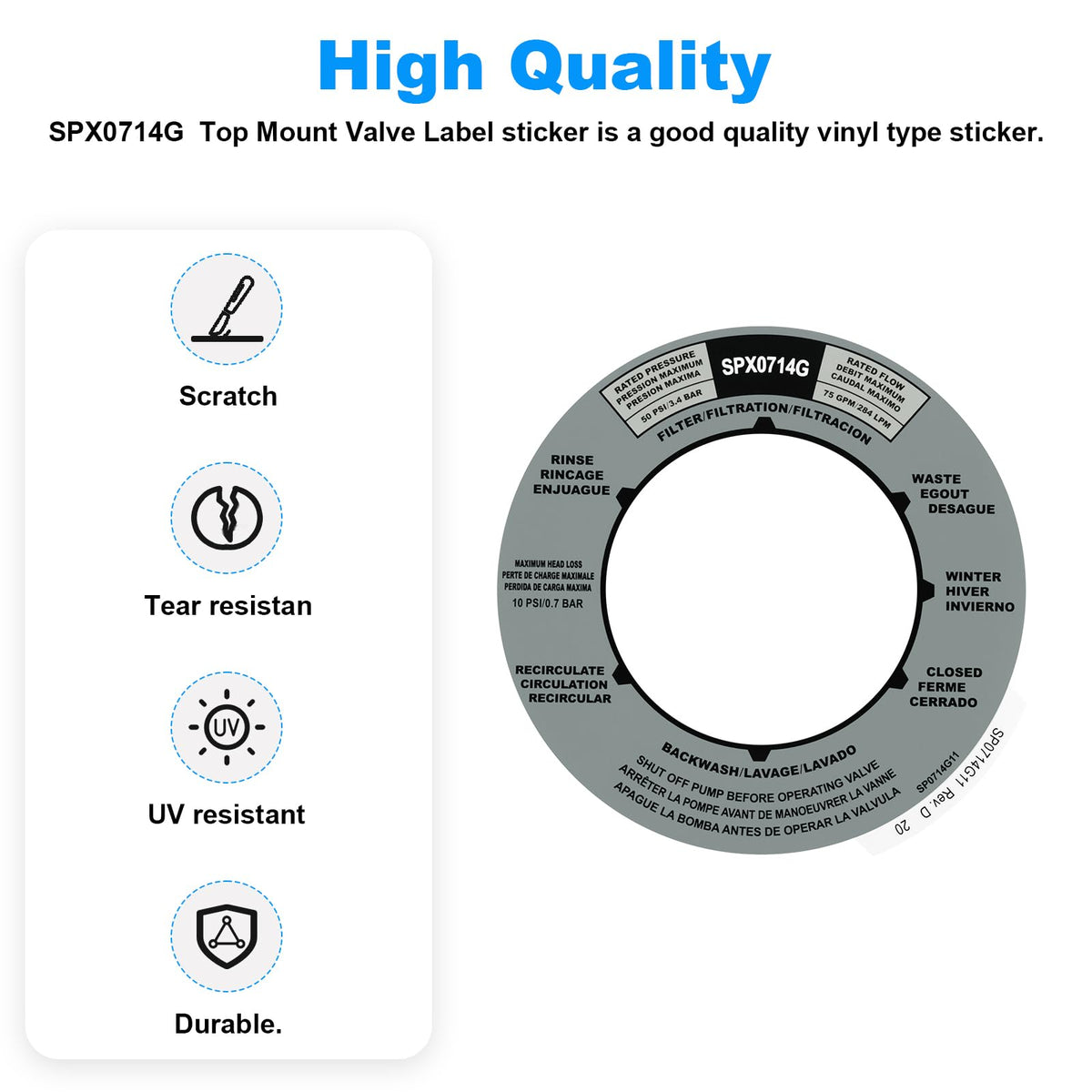 JIOTAR SPX0714G sticker provides a durable, long-lasting valve label solution