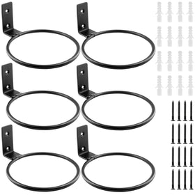Jiozermi six-pack wall-mounted planter rings in matte black iron for indoor displays.