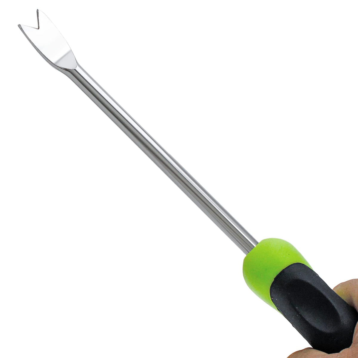 Jiozermi hand weeder tool in metal body built for durable garden use.
