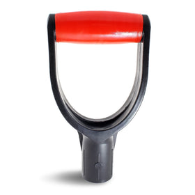 Jiozermi red-black D-grip shovel handle overview with clear fit