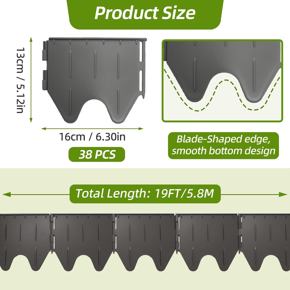 Jiribid 5.12-inch high border forms a weed-block barrier for garden edges