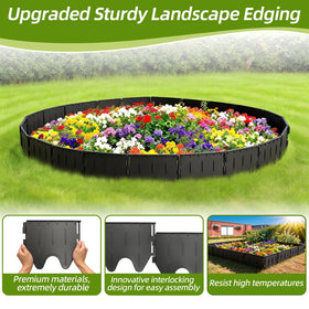 Jiribid edging with blade-shaped bottom edge eases soil insertion during installation