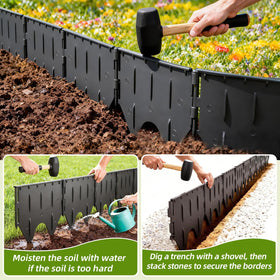 Jiribid interlocking edging panels with reinforced joints for stable borders