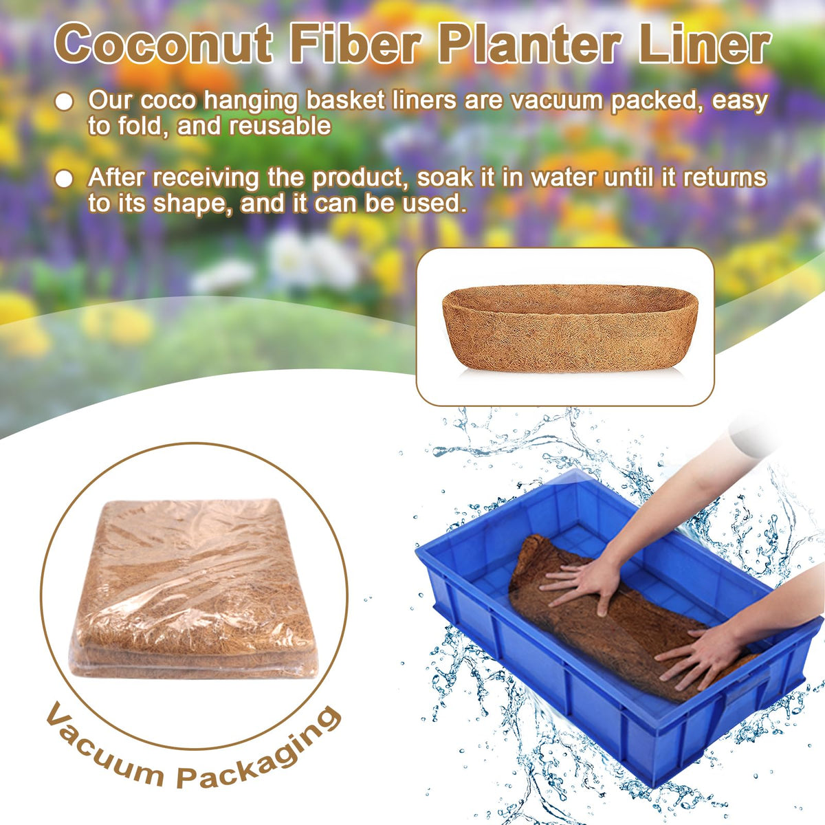 JISON21 window box liner 3pcs, enhances curb appeal and easy setup for multiple containers.