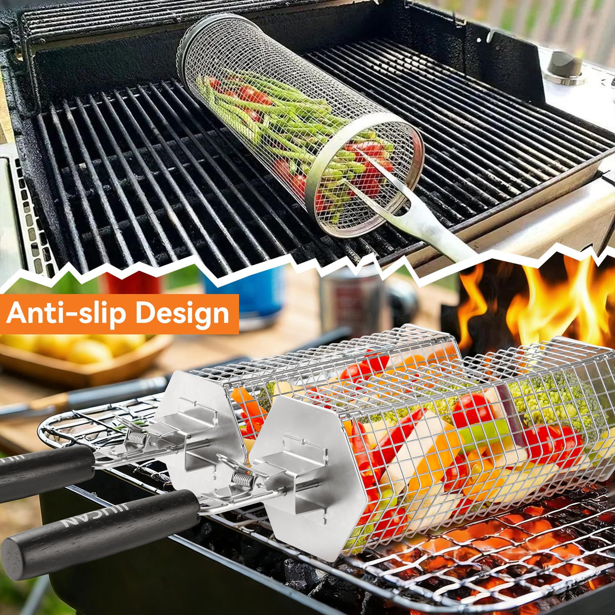 JIUCAN grill baskets compact storage ideal for tailgating and picnics