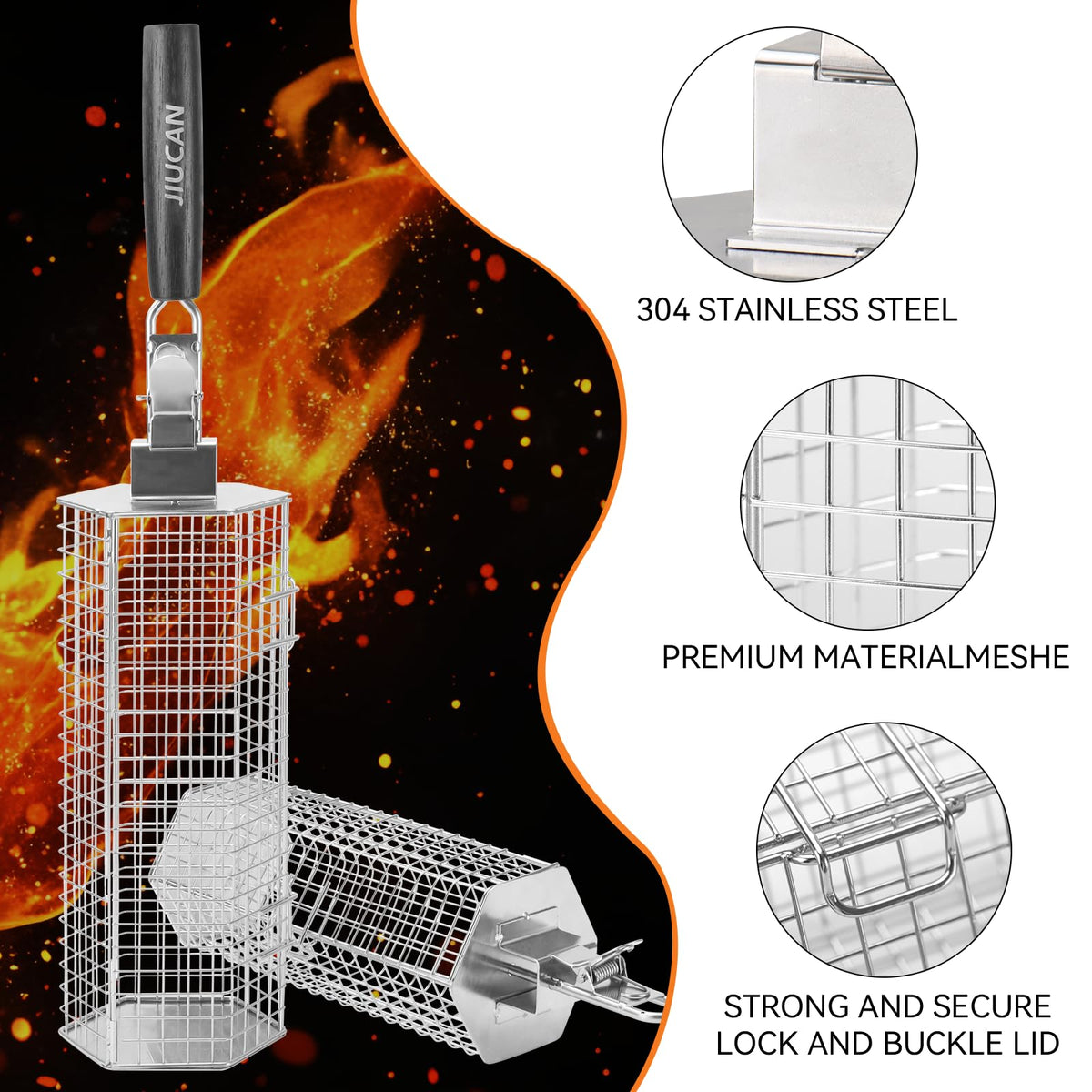 JIUCAN grill baskets nesting design saves space for camping gear
