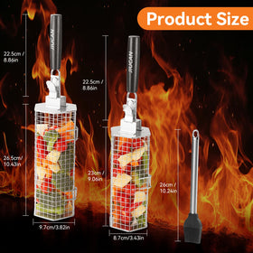 JIUCAN grill baskets with removable wooden handles for safe, easy transport