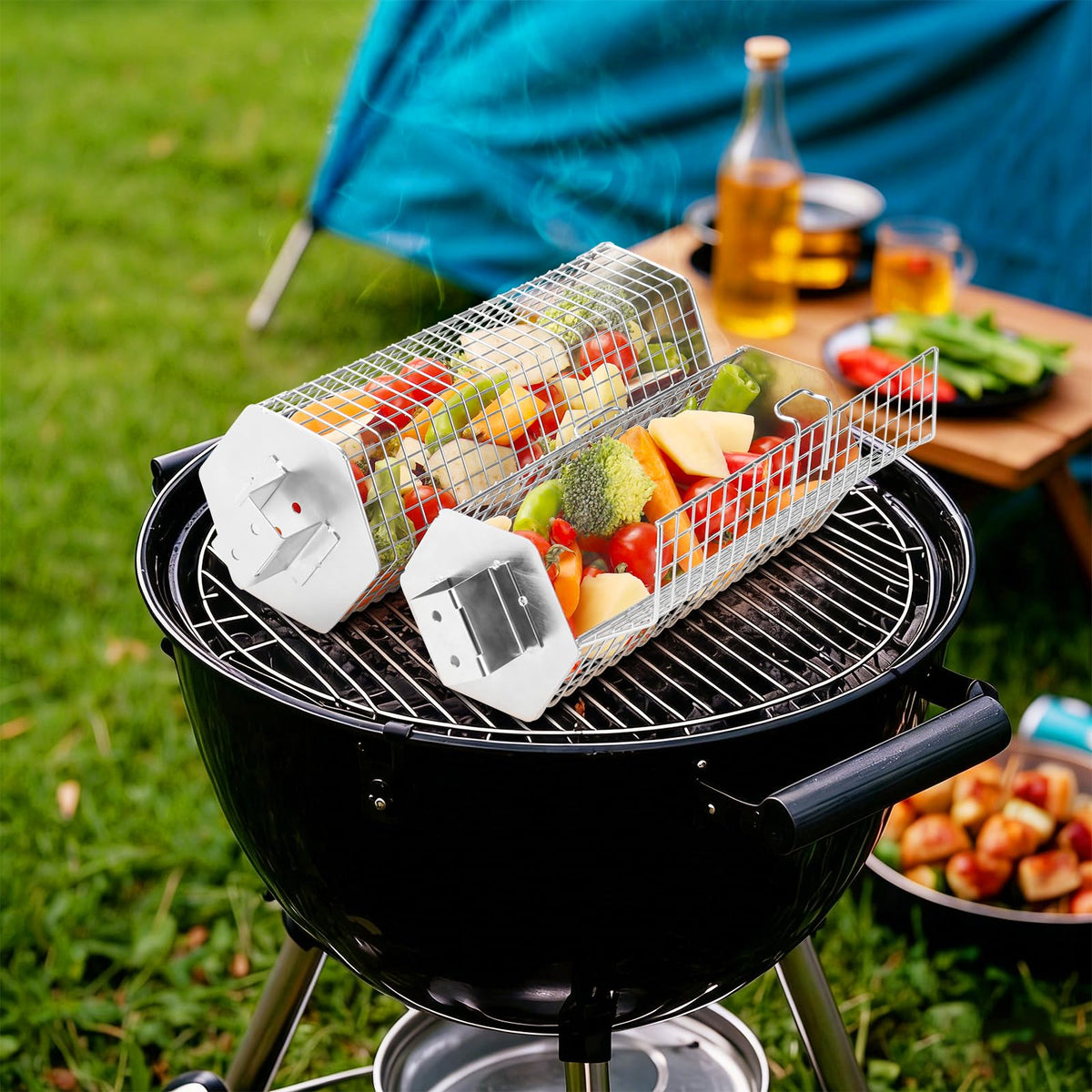 JIUCAN grill baskets perfect for vegetables and fish with even heat