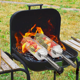 JIUCAN grill baskets versatile use for vegetables, seafood, and small meats