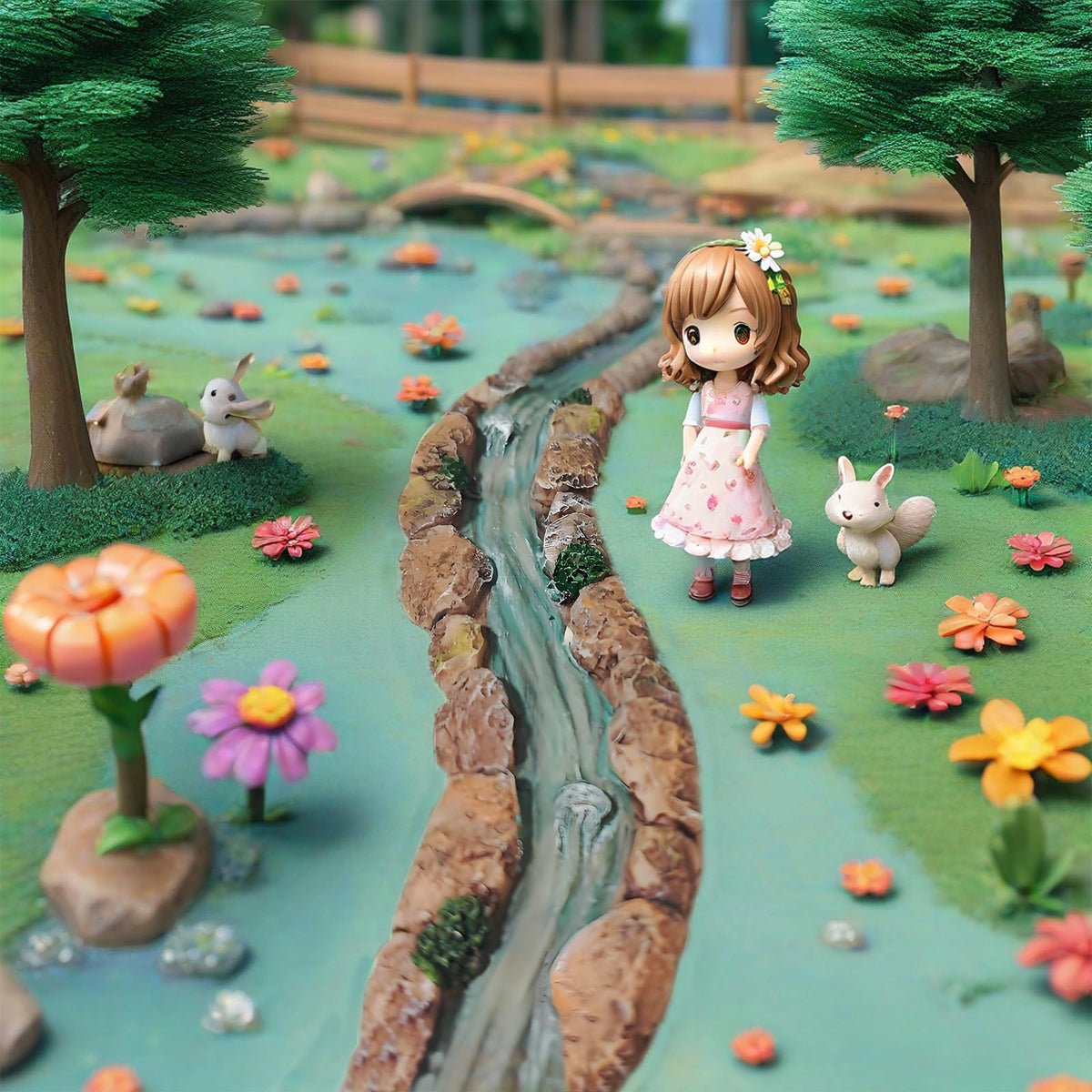 JIUMO curved mini stream enhances fairy gardens with flowing river feel