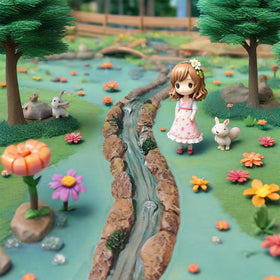 JIUMO curved mini stream enhances fairy gardens with flowing river feel