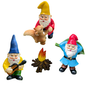 JIUMO dance miniature gnomes in a garden scene for outdoor decor