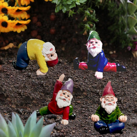 JIUMO fairy garden gnomes set of 4 creates a playful village.