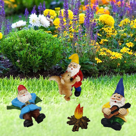 JIUMO gnomes as plant pot ornaments in bright display