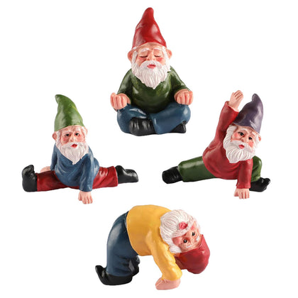 JIUMO Yoga Gnome figurine outdoor pot decor adds whimsy to gardens.