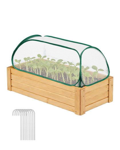 JivaJot garden cover over raised bed protecting seedlings with warm microclimate