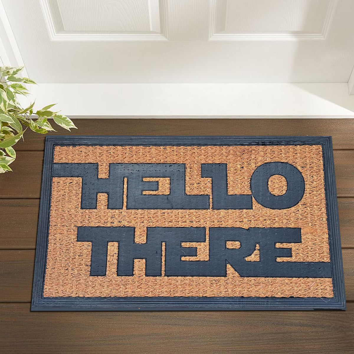 JiXianJu coir doormat anti-slip back keeps mat in place outdoors.