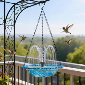 JIYANMEI four-pack outdoor bird baths offer versatile backyard decor and birds.