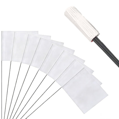 JIZHGRAD 50-pack white marking flags for clear yard boundaries and easy lawn marking.
