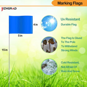 JIZHGRAD blue marking flags for precise boundary marking in landscaping