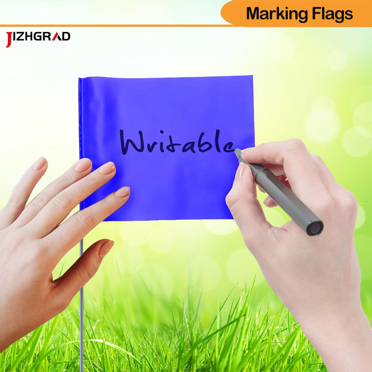 JIZHGRAD blue flags provide clear weather-resistant visibility for outdoor projects