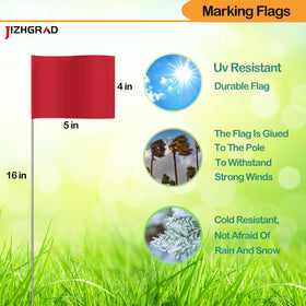 JIZHGRAD red marker flag on steel wire pole for durability.