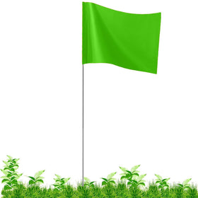 JIZHGRAD yard flags in bright green marking soil for precise boundary indication.