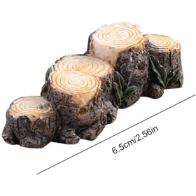 Jizlan fairy garden stump scene highlights natural texture, perfect as a centerpiece in micro landscapes.