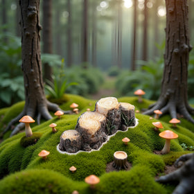 Jizlan miniature resin stump for dollhouse displays adds woodland realism to mini rooms.