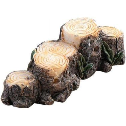 Jizlan miniature resin stump showing wood texture for realistic fairy garden scenes.