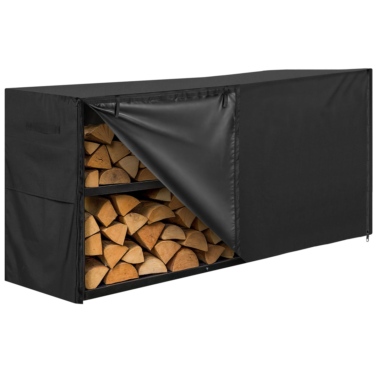 JJASMAMV firewood cover 6ft black oxford fabric protects logs from rain