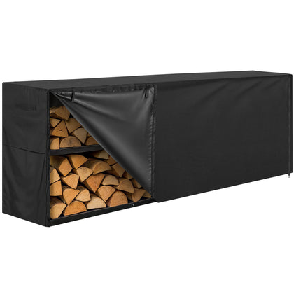JJASMAMV 8ft firewood cover front view protects logs from rain and sun.