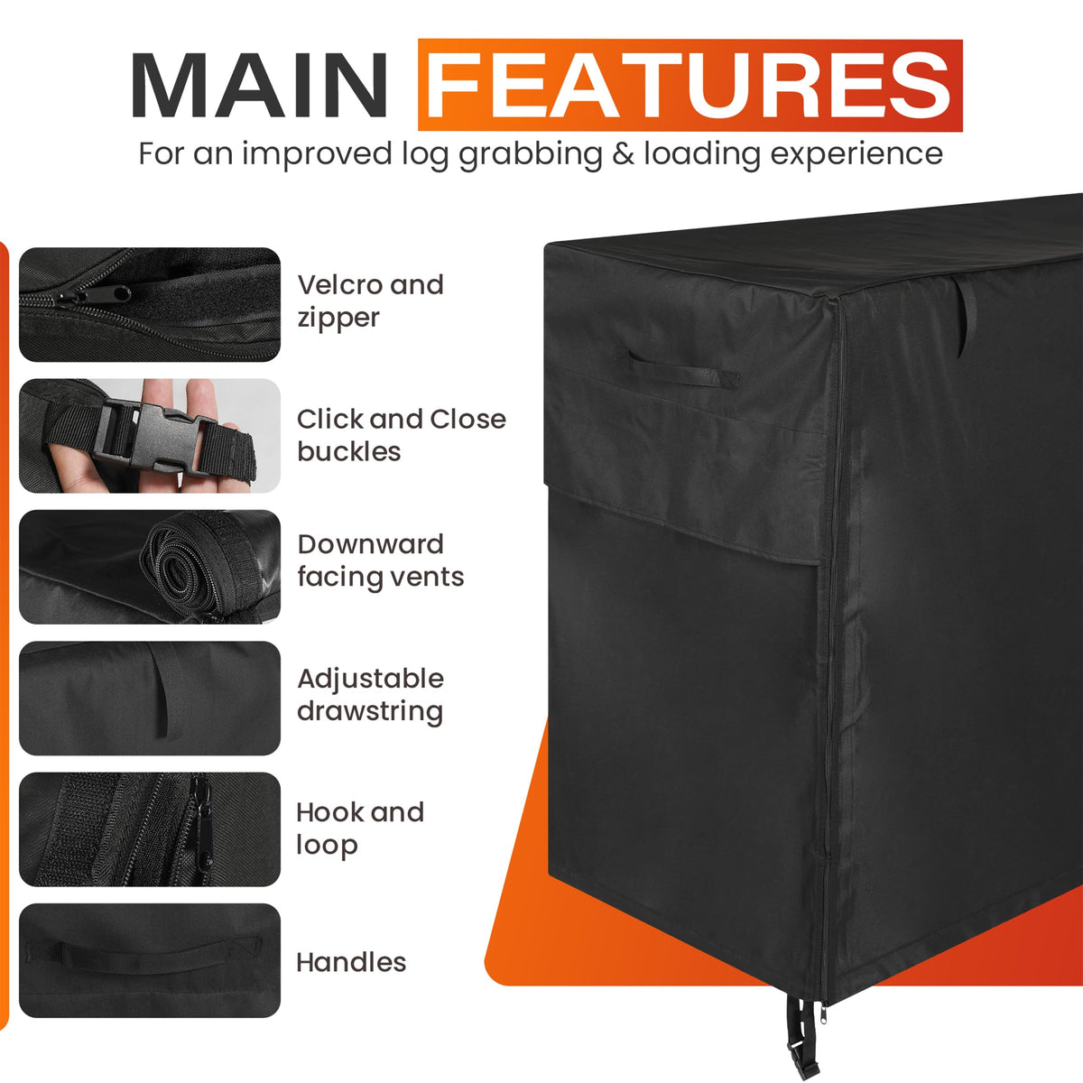JJASMAMV 8ft firewood cover side view keeps outdoor logs dry.