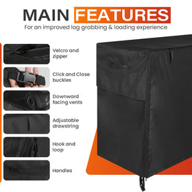 JJASMAMV 8ft firewood cover side view keeps outdoor logs dry.
