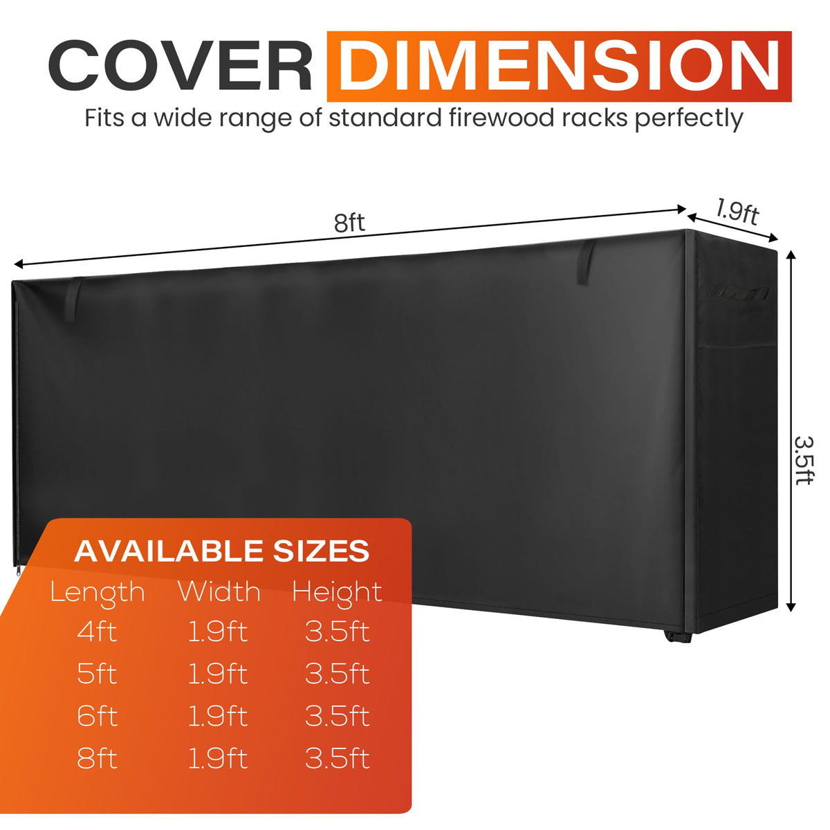 JJASMAMV firewood cover with zipper closure for quick access.
