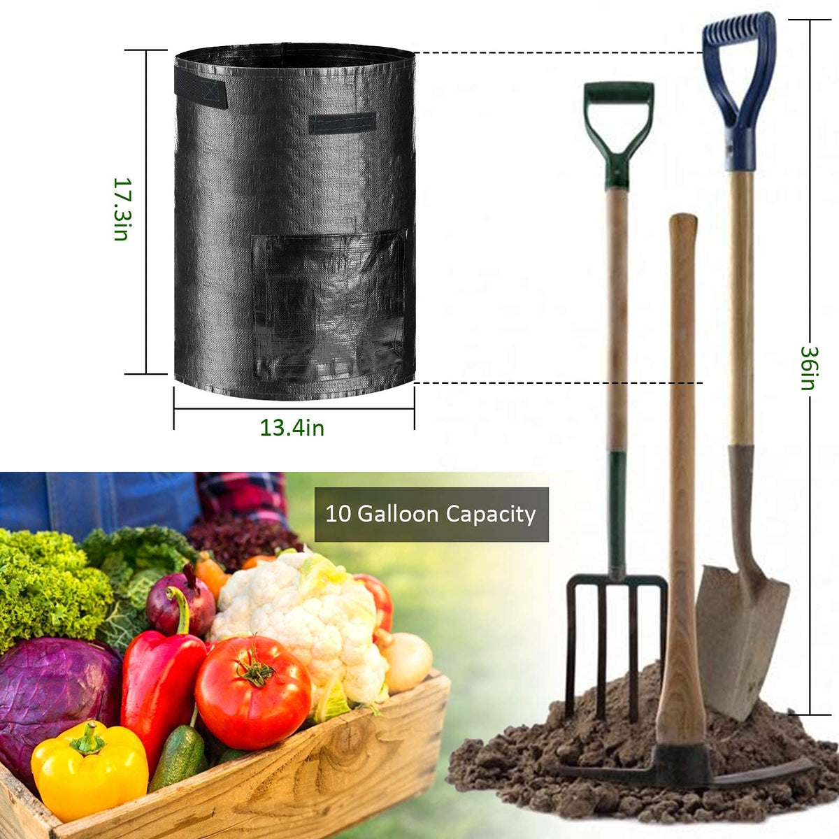 JJGoo grow bag with reinforced handles for easy relocation.