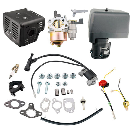 JJing muffler and carburetor kit for Honda GX340 enhances maintenance and engine compatibility.